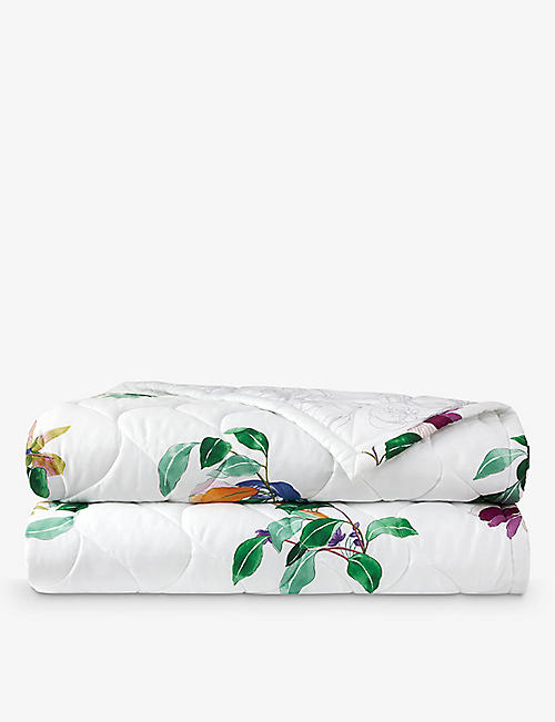 YVES DELORME: Parfum graphic-pattern double organic-cotton bed cover