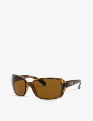 Ray Ban Womens Brown Rb4068 Square-frame Tortoiseshell Acetate Sunglasses In Brown