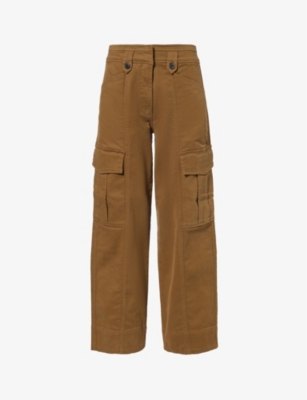 ME AND EM: Wide-leg high-rise stretch-cotton cargo trousers