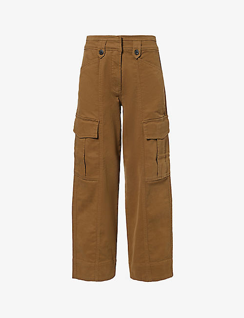 ME AND EM: Wide-leg high-rise stretch-cotton cargo trousers