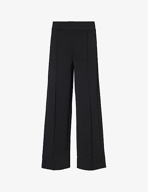 ME AND EM: Partially elasticated-waist straight-leg mid-rise stretch-woven trousers