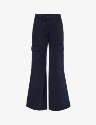 ME AND EM: Flared straight-leg mid-rise woven trousers