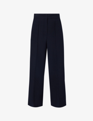 Me And Em Womens Navy Wide-leg High-rise Cropped Stretch-woven Trousers