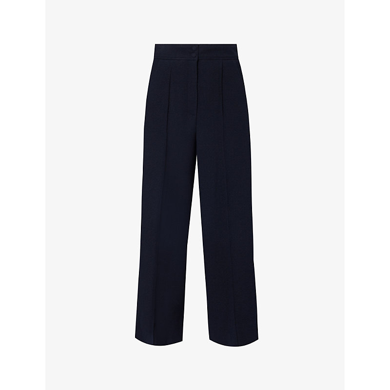 Me And Em Womens Navy Wide-leg High-rise Cropped Stretch-woven Trousers