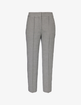 Me And Em Houndstooth-check Straight-leg Mid-rise Stretch-woven Trousers In Black/white