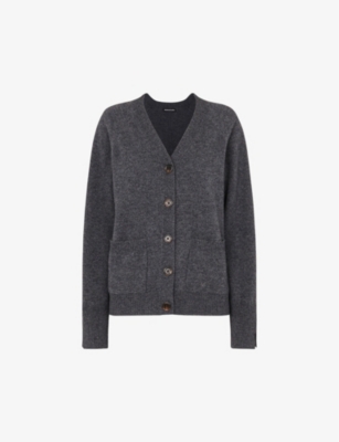 WHISTLES: Relaxed-fit pocket-embroidered wool cardigan
