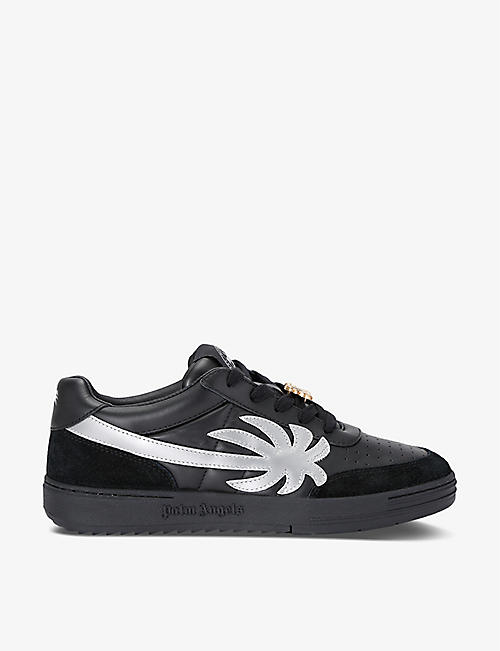 PALM ANGELS: Palm beach brand-motif leather low-top trainers