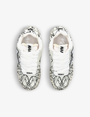 Shop Naked Wolfe Men's White/blk Kosa Scribble Patterned Leather Low-top Trainers