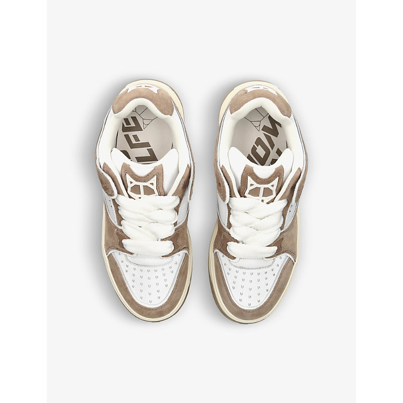 Shop Naked Wolfe Kash Chunky-sole Suede And Leather Low-top Trainers In Taupe