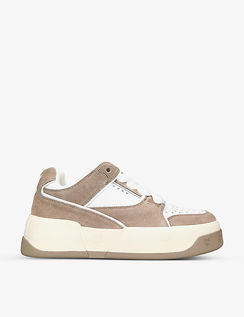 NAKED WOLFE: Kash chunky-sole suede and leather low-top trainers