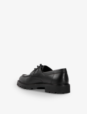 Shop The Kooples Men's Black Notched-sole Lace-up Leather Loafers