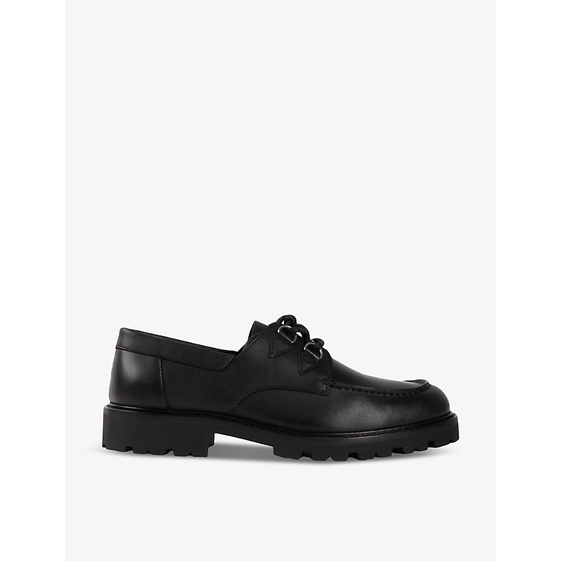 The Kooples Mens Black Notched-sole Lace-up Leather Loafers