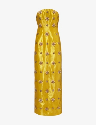 HUISHAN ZHANG: Lorena floral-embellished woven-blend maxi dress