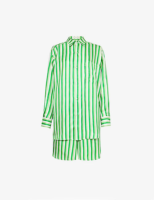 OLIVIA VON HALLE: Kick stripe-pattern silk pyjama set