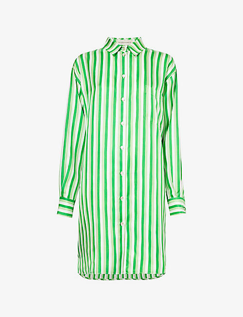 OLIVIA VON HALLE: Celeste striped-pattern silk pyjama shirt