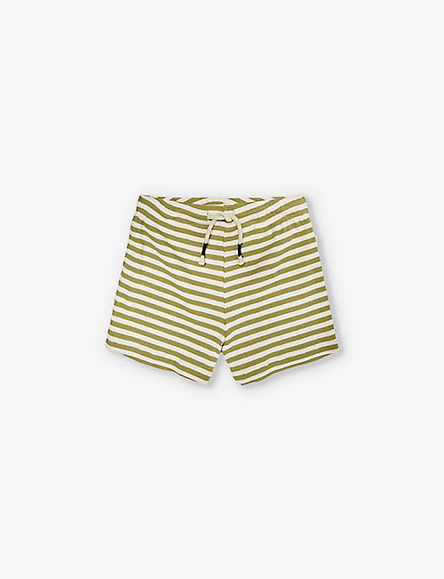 CLAUDE & CO: Striped drawstring-waist stretch organic-cotton shorts 6 months - 4 years
