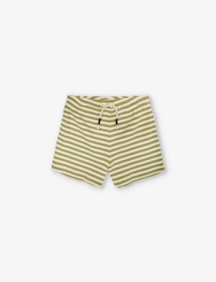 Shop Claude & Co. Claude & Costriped Drawstring-waist Stretch Organic-cotton Shorts 6 Months - 4 Years In Multi