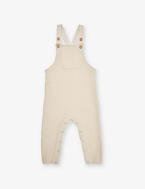 CLAUDE & CO: Ribbed patch-pocket stretch-organic-cotton dungarees 3-36 months