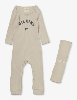CLAUDE & CO: Milking It stretch-organic cotton baby hamper gift set 0-6 months
