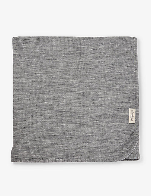 MAR MAR COPENHAGEN: Brand-tab wool knitted blanket 80 x 90cm
