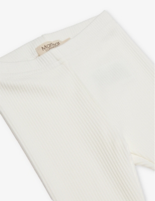 Shop Mar Mar Copenhagen Gentle White Ribbed-texture Cotton-blend Leggings 2-9 Months