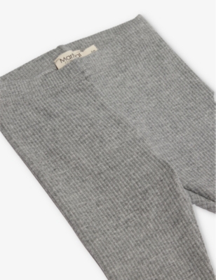 Shop Mar Mar Copenhagen Ribbed-texture Cotton-blend Leggings 2-9 Months In Grey Melange