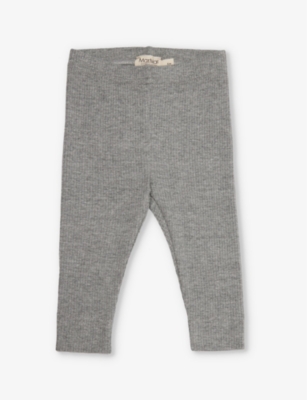 Mar Mar Copenhagen Babies'  Grey Melange Ribbed-texture Cotton-blend Leggings 2-9 Months