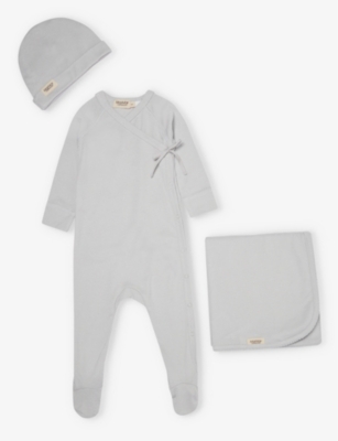 MAR MAR COPENHAGEN: Bow-embellished cotton-blend three-piece gift set 0-4 months