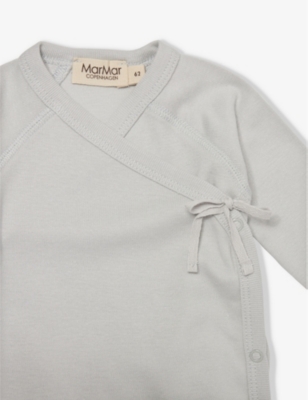 MAR MAR COPENHAGEN: Bow-embellished wrap-around two-piece cotton-blend set 0-4 months