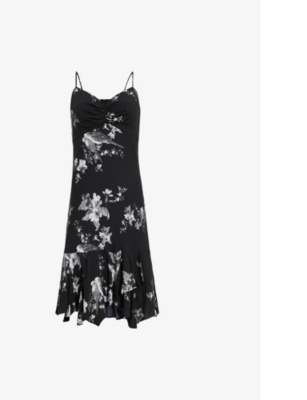 Allsaints Erica Iona Jacquard V-neck Mini Dress In Black