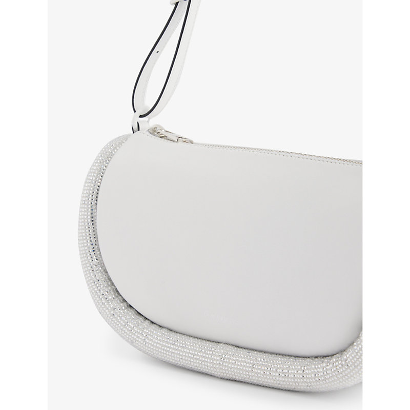Shop Jw Anderson Bumper Crystal-embellished Leather Shoulder Bag In White