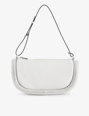 Shop Jw Anderson Bumper Crystal-embellished Leather Shoulder Bag In White