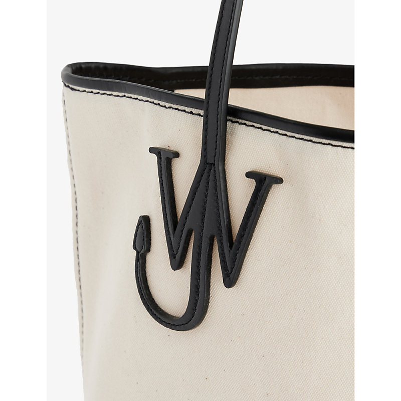 Shop Jw Anderson Anchor Cotton Tote Bag In Natural/black