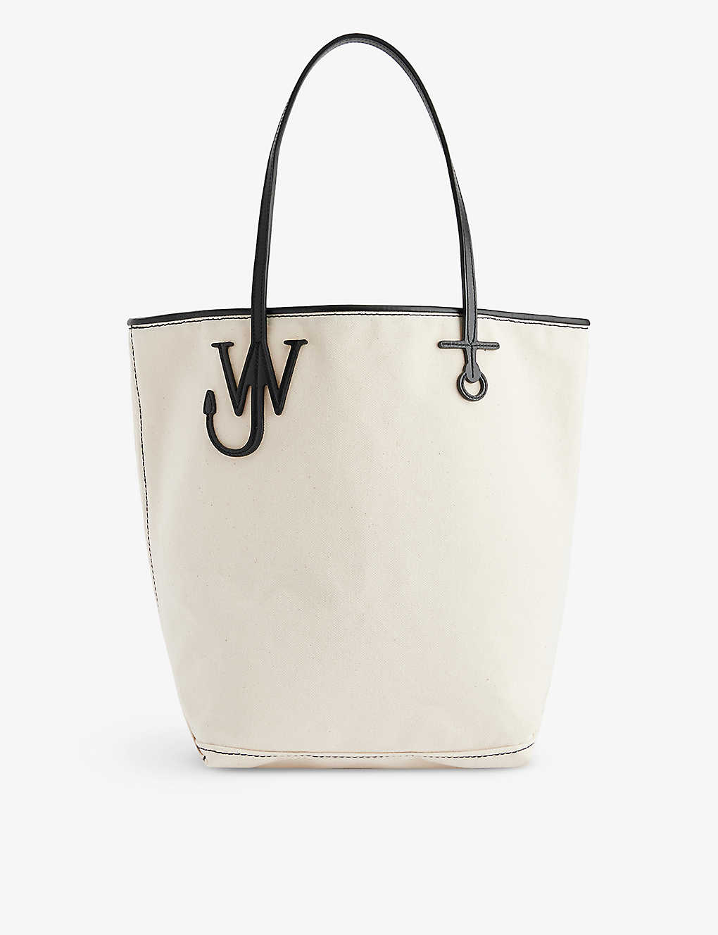 Jw Anderson Anchor Cotton Tote Bag In Natural/black