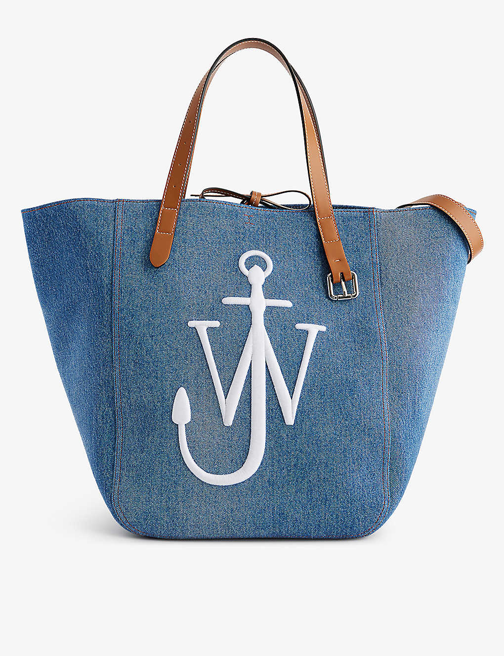 Jw Anderson Womens Denim Blue Cabas Logo-embroidered Denim Tote Bag