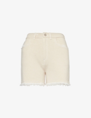 Barrie Denim Fringed Cashmere And Cotton Shorts In White