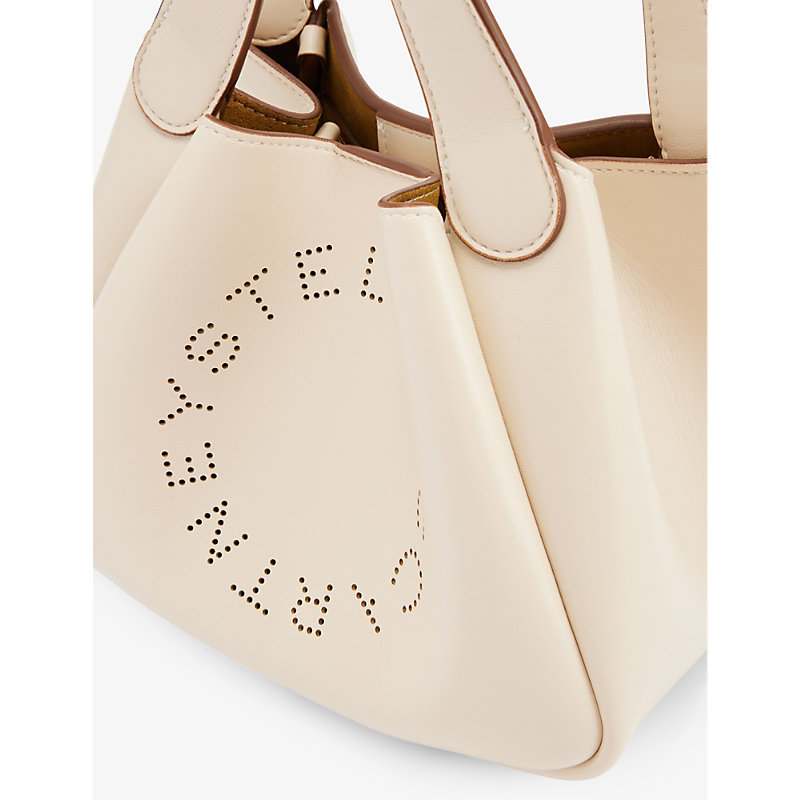 Shop Stella Mccartney Womens Pure White Logo-embellished Faux-leather Shoulder Bag