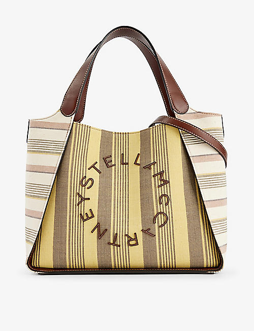 STELLA MCCARTNEY: Logo striped woven tote bag