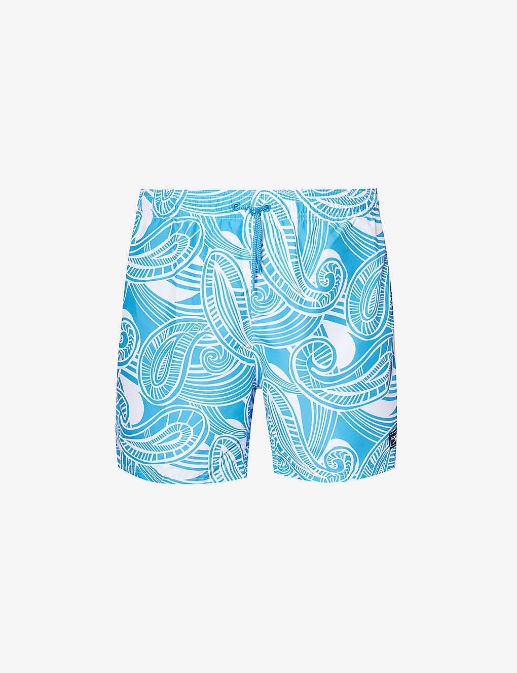 Speedo Graphic-pattern Mid-rise Swim Shorts In Baja Blue/white
