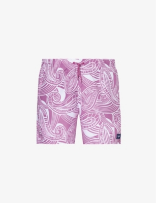 SPEEDO: Graphic-pattern mid-rise swim shorts