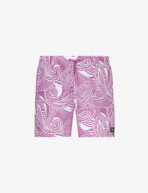 SPEEDO: Graphic-pattern mid-rise swim shorts
