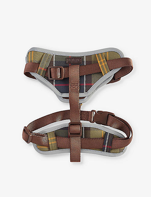 BARBOUR: Tartan-pattern fully-adjustable woven dog harness