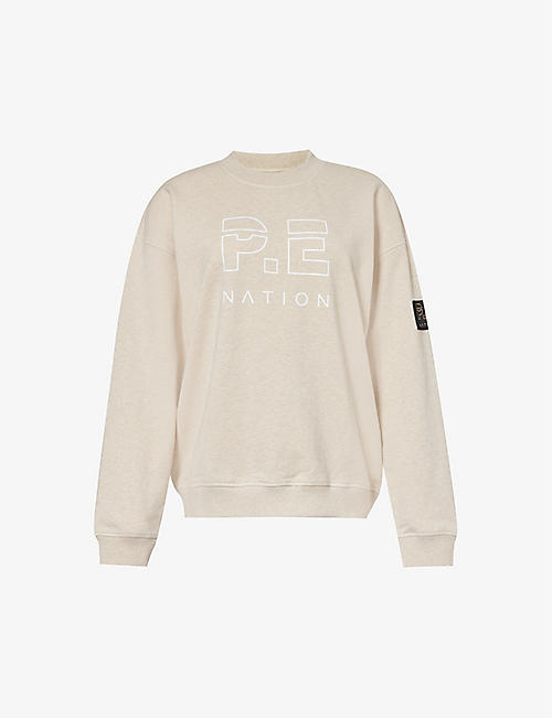 P.E NATION: Heads Up logo-print organic-cotton sweatshirt