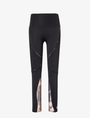 Versace Mesh-paneled Stretch Leggings In Black