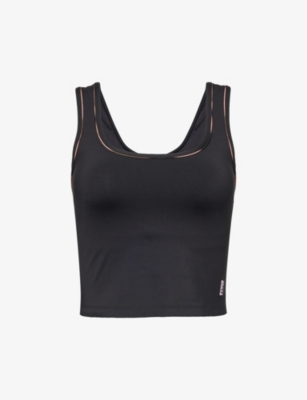 P.E NATION: Headline brand-embroidered stretch-recycled polyester sports bra