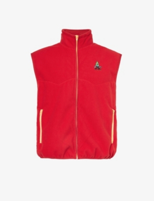 Icecream Mens Red Skate Cone Funnel-neck Fleece Gilet In Red