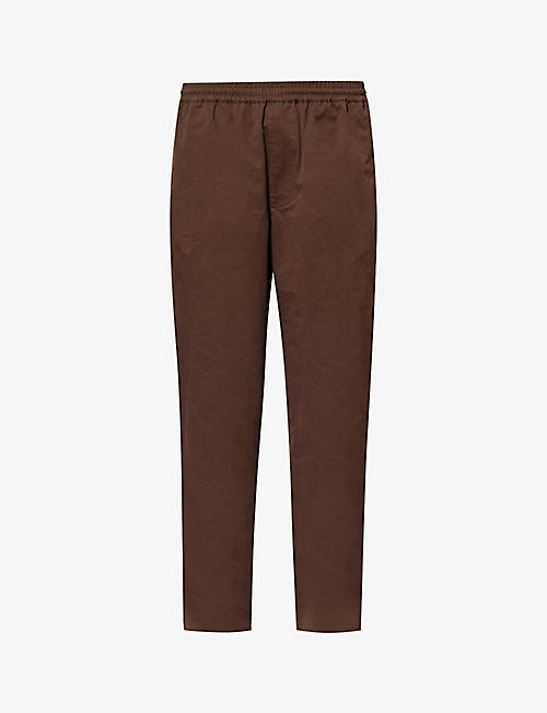 ICECREAM: Branded-tab straight-leg mid-rise cotton trousers