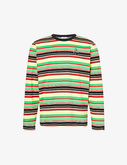 ICECREAM: Striped brand-embroidered long-sleeved cotton-jersey T-shirt