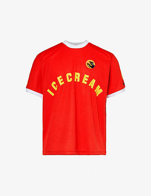 ICECREAM: Football Jersey branded woven T-shirt