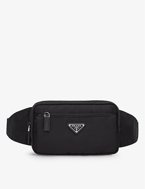 PRADA: Brand-plaque Re-Nylon and Saffiano-leather belt bag